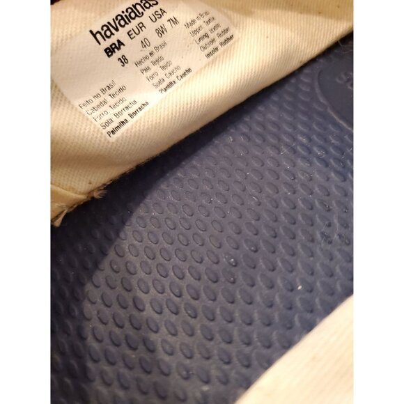 Havaianas Womens Striped Canvas Slip-On Shoes Size 7 Blue & White - Picture 4 of 9